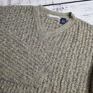 Fieldmaster Mens Sweater XL Multicolor V Neck Chunky Knit USA Made Old Money VTG